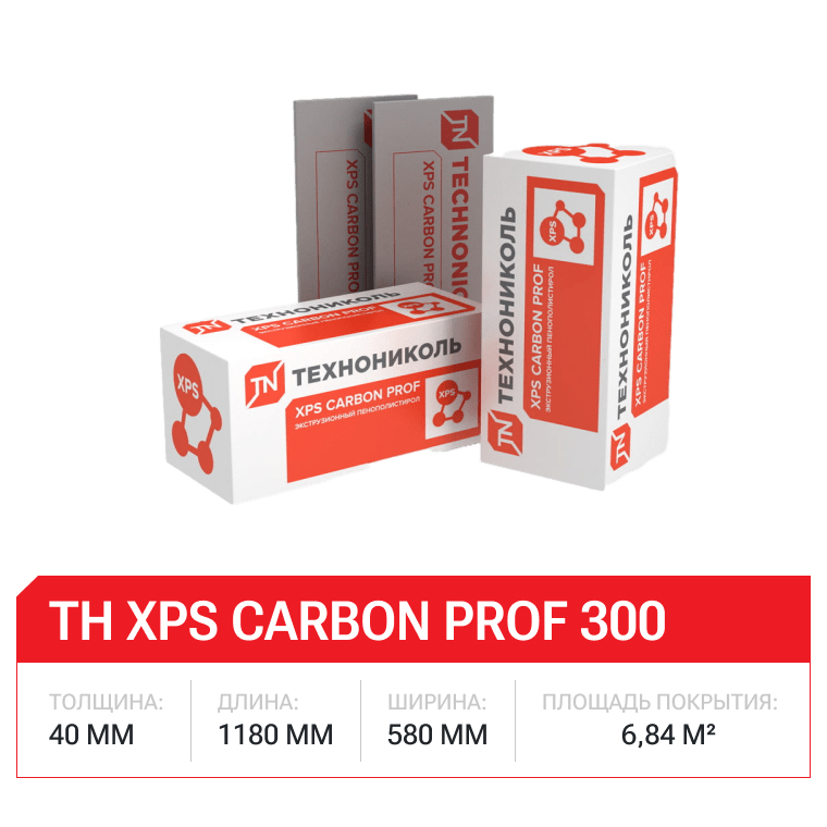 ТН XPS Carbon Prof 300 40х580х1180мм - 10шт/уп (1уп=0,274м3=6,844м2)